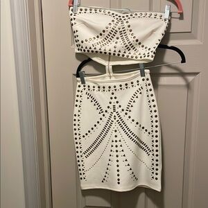 2B Bebe Cream Mini Dress with Cutout Design